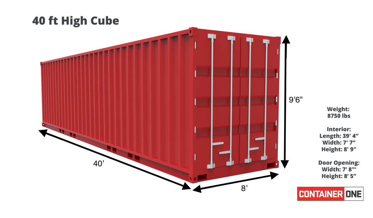 40ft High Cube 1 Trip Blue Shipping Container (40HC1TRIPBLUE)